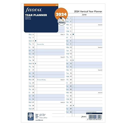 Filofax A4 Year Planner (Multilingual) 2024