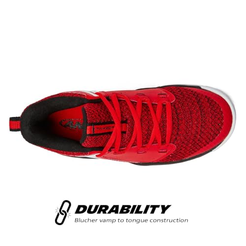 AND1 Takeoff 3.0 Girls & Boys Basketball Shoes, Kids Youth Shoes Mid Top Cool Basketball Sneakers, Little Kid 1 to Big Kid 7, Red/White Trim/Black Trim, 7 Big Kid