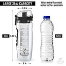 Zulay (34oz Capacity) Fruit Infuser Water Bottle With Sleeve - Anti-Slip Grip & Flip Top Lid Infused Water Bottles for Women & Men - Water Infusion Bottle - Onyx Black