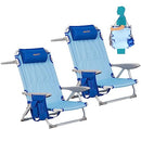 #WEJOY 2 Pack Reclining Lightweight Beach Chair, 4-Position Aluminum Folding Beach Chairs for Adults with Headrest Carry Strap Cup Holder Side Pocket for Outdoor Camping Lawn