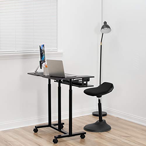 VIVO Mobile Height Adjustable Table, Stand Up Desk Cart with Sliding Keyboard Tray, Computer Workstation, Rolling Presentation Cart (Cart-V06A)