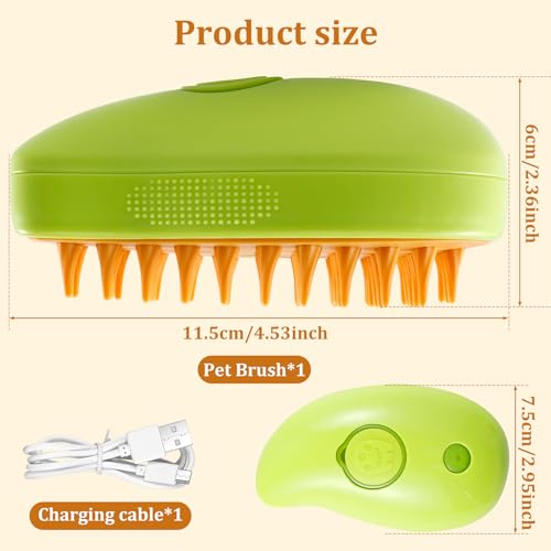 Steamy Cat Brush, Electric Spray Cat Brush for Shedding, 3 in 1 Pet Hair Streamer Brush, Self Cleaning Cat Steam Brush, Efficient Cat Grooming Brush for Removing Tangled Loose Hair (B)