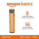 Amazon Basics 100 Pack AAA High-Performance Alkaline Batteries, 10-Year Shelf Life, Easy to Open Value Pack