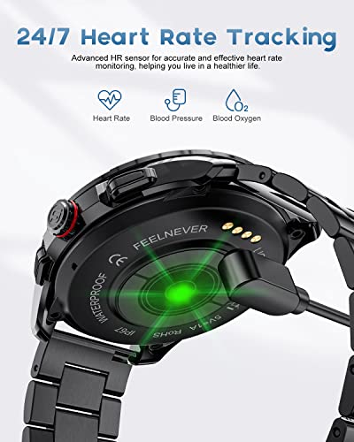 LIGE Smart Watch for Men Bluetooth Call Answering, 1.32'' HD Colour Display Rotating Button Fitness Tracker with 24/7 Heart Rate Blood Pressure Sleep Monitor, IP67 Waterproof Pedometer for iOS Android