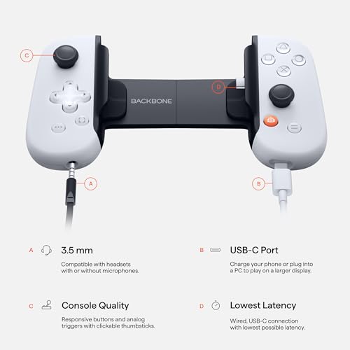 BACKBONE One Mobile Gaming Controller for Android and iPhone 15 Series (USB-C) - PlayStation Edition - 2nd Gen - Turn Your Phone into a Gaming Console - Play PlayStation, Xbox, Call of Duty & More