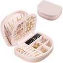 ProCase Portable Jewelry Box, Small Travel Double Layer PU Leather Mini Jewelry Display Case Earring Necklace Bracelet Ring Organizer Holder Box for Women Girl -Champagne