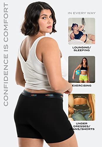 Woxer Womens Boxer Briefs Underwear, Baller 5” Boyshorts Panties Soft Anti-Chafing, No Roll Inseam, 3pk - Best Sellers, Large