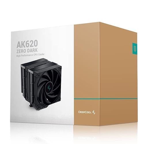 DeepCool AK620 Zero Dark High Performance CPU Cooler Dual-Tower Design, 2x120mm Fluid Dynamic Bearing Fans, 6 Copper Heat Pipes Intel LGA1700/AMD AM5