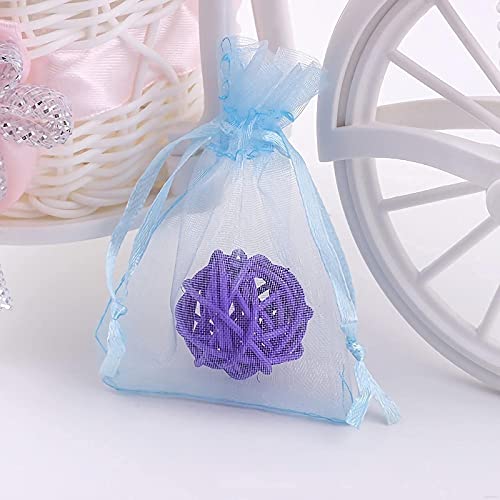 100PCS Organza Gift Bags Small Drawstring Bags Mesh Jewellery Pouches 7X9CM Candy Bags for Wedding, Christmas, Birthday, Anniversary, Party Favour Bags(Light Blue)