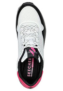 Skechers Women's Uno - Back Lit Sneaker, White/Neon Pink, US 7