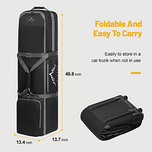 GoHimal Golf Travel Bag with Anti-Impact Support Cover, 900D Heavy Duty Oxford Fabric Golf Travel Case for Airlines with Wheels