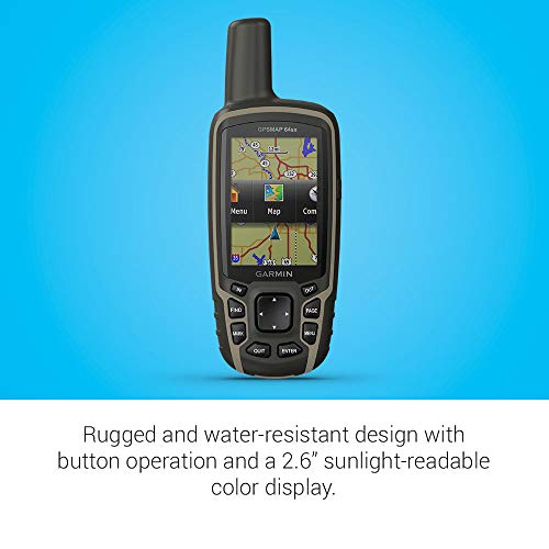 Garmin GPSMAP 64sx, Handheld GPS with Altimeter and Compass, Preloaded with TopoActive Maps, Black/Tan