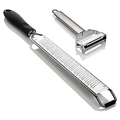 Zester Grater with Julienne Peeler - Quality Stainless Steel Long Lasting For Quick And Easy Meals at home