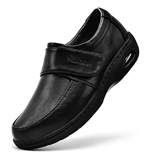 PEDASVON Women's Healthcare Nursing Shoes Lightweight Comfortable Nurse Shoe Footwear Slip Restaurant Loafer Waterproof Work Shoes, Black-209, 10 US