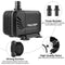 Pond Pump 3000 L/H, Submersible Water Pump for Pond Fountain Aquarium Rock Garden, Ultra Quiet Water Feature Pump with Filter and 3 Nozzles 19 mm / 22 mm / 25 mm, Max Delivery Head 2.8 m (40 W)