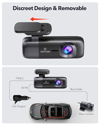 REDTIGER Dash Cam 4K Front and Rear 1080P, WiFi GPS Car Camera with Free 32GB SD Card, Dual Dash Camera for Cars, Loop Recording, Night Vision, Parking Mode, Smart App Control, Support 256GB Max
