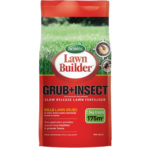 Scotts Lawn Builder - Grub and Insect Slow Release Lawn Fertiliser 2.5kg - Suitable for All Types of Lawn Grass - Kills Weeds not Lawns