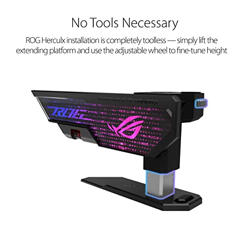 ASUS ROG Herculx Graphics Card Anti-Sag Holder Bracket (Solid Zinc Alloy Construction, Easy Toolless Installation, Included Spirit Level, Adjustable Height, Wide Compatibility, Aura Sync RGB)