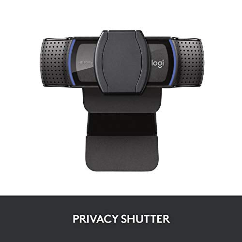 Logitech C920S HD Pro Webcam, Full HD 1080p/30fps Video Calling, Clear Stereo Audio, HD Light Correction, Privacy Shutter, Works with Skype, Zoom, FaceTime, Hangouts, PC/Mac/Laptop/Tablet/XBox - Black