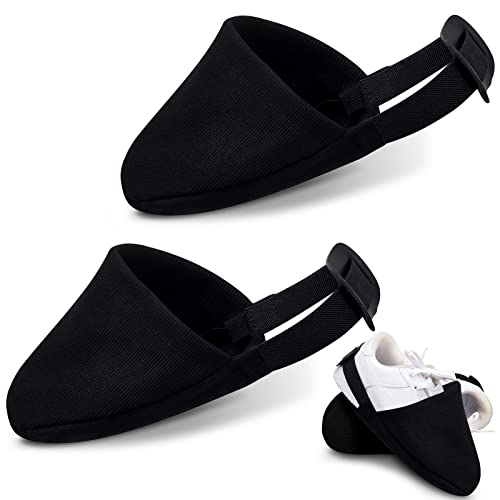 Zhanmai Bowling Shoe Slider 2 Pack Bowling Shoe Cover with Elastic Band Adjustable Bowling Accessories for Men Women Bowler Playing Ball Dancing, L (Black), Black, Large