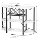 Unikito Bar Table Cabinet with Charging Station,Wine Rack Table with LED Light and Storage, Freestanding Floor Bar Cabinet for Liquor and Glasses for Home Kitchen Dining Room, White