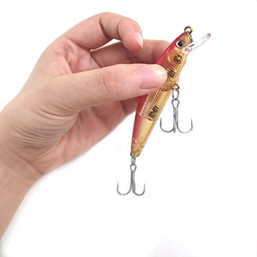 WANBY Fishing Lures Proven Explosive Color Special Minnow Swimbait Vibrating Jigging Freshwater Saltwater Fishing Lures with Hook Fishing Tackle for Trout Bass Salmon