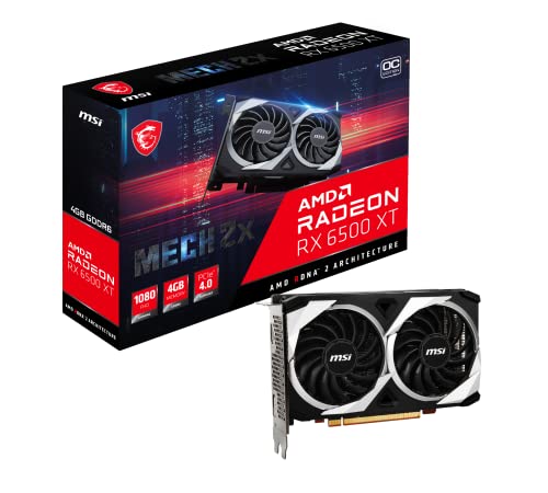 msi Radeon RX 6500 XT MECH 2X 4G OC Graphics Card, Black (V508-003R)