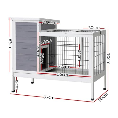 i.Pet Rabbit Hutch Chicken Coop Pet Hutch Large Run Wooden Indoor Outdoor House