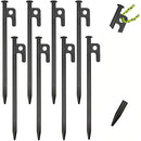 10 Pack Tent Stakes Heavy Duty Metal Tent Pegs for Camping Steel Tent Stakes 8 inch Unbreakable and Inflexible Camping Stakes for Outdoor Camping Canopy and tarp Suitable For High Winds and All Kinds of Ground 8pc Outdoor Metal Stakes with Storage Bag