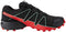 Salomon Men's Speedcross 4 Trail Running Shoes, Black/Goji Berry/Red Orange, 8 UK/8.5 US