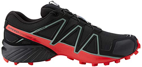 Salomon Men's Speedcross 4 Trail Running Shoes, Black/Goji Berry/Red Orange, 8 UK/8.5 US