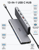 USB C Docking Station Dual Monitor,13 in 1 Multiple Monitor Adapter with 2 HDMI, DP, USB 3.1, 5*USB A, 2*USB C,Ethernet,Audio,USB C Hub Dual HDMI,Dual Monitor Adapter for MacBook/Dell/HP/Lenovo Laptop