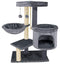 Youpet Fashion Design Cat Tree with Cat Condo Hammock and Two Replacement Hanging Balls,Grey