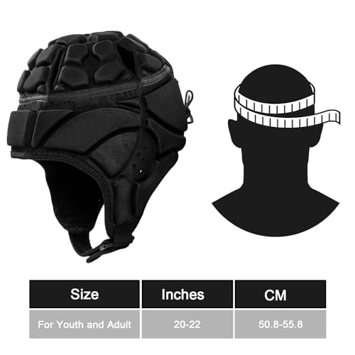 ZENFUN Rugby Helmet, Soft Padded Headguards Shell, Foam Cotton Protective Football Headgear, Scrum Cap for Youth, Adult, Large Size