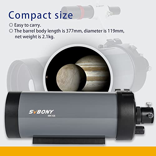 SVBONY MK105 Telescope, 105mm Aperture Maksutov Cassegrain OTA, 99% Reflectivity Dielectric Coatings Catadioptric Telescope, for Planetary Visual and Photography with 160mm Dovetail Plate
