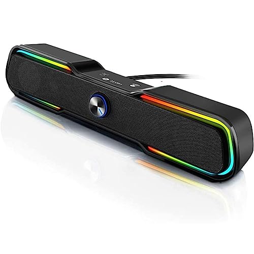 Maro RGB Gaming Soundbar and PC Speakers with Bluetooth and AUX Mode, Wired and Wireless Sound bar for Laptop Desktop TV Smartphone Tablet