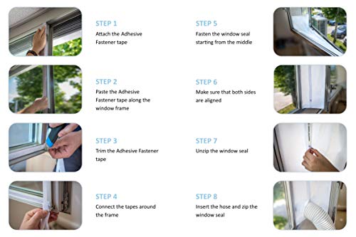 Window Seal for AC Unit/Portable Air Conditioner – Sealing AC with Zip and Adhesive Fastener – Best Way to Seal Casement Window With Maximum Length of 158 inches