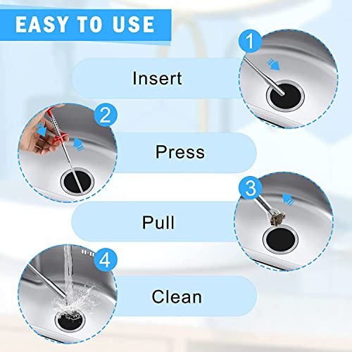 Drain Cleaner and Unblocker Tool: Clog Remover, Drain Snake, Pipe Cleaner, 7 Pack Drain Augers (2 Stainless Steel and 5 Plastic)—Ideal for Cleaning Tough Clogs in the Kitchen, Bathroom, and More