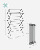 SONGMICS Foldable Clothes Drying Rack, Laundry Drying Rack, Clothes Airer, Steel Frame, 14.6 x 29.5 x 53.2 Inches, Easy Assembly, Indoor Outdoor Use, Gray ULLR770G01