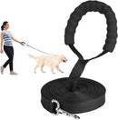 1.8M/3M/4.5M/6M/9M/15M/20M Nylon Double Dog Leash with Comfortable Padded Handle Recall for Puppy Training, Durable, Strong Lead - Walking, Jogging, Running for Small, and Large Dogs (6M, Black)