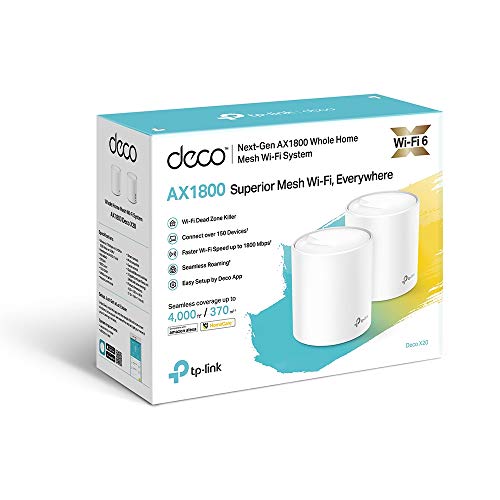 TP-Link Deco X20(2-pack) AX1800 Whole Home Mesh Wi-Fi 6 System