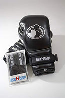 Lace N Loop Straps (Pair) - Lace-Up Boxing Glove Converter (Black (White Logo))