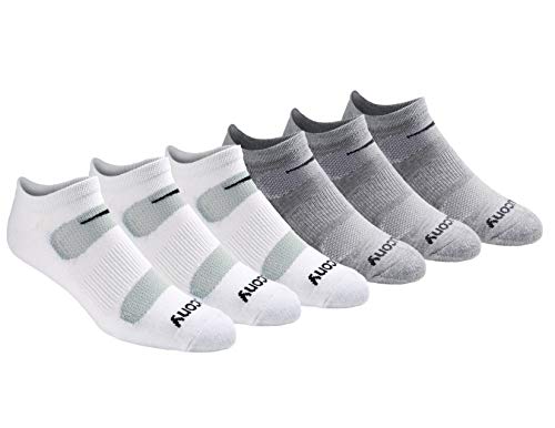 Saucony Men s Ventilating Comfort Fit Performance No-Show Socks, Grey Fashion (6 Pairs), Medium-Large US