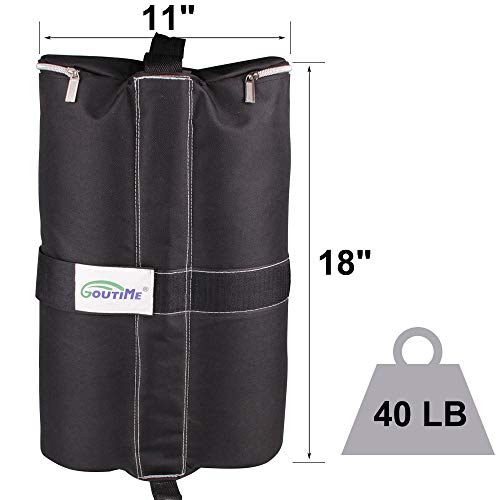 Goutime Canopy Weight Bags 40 lb for Pop Up Canopy Tent Legs, Gazebo Sand Bag Weights Set of 4 Black