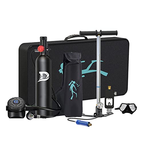 Mini Scuba Tank of DOT Certification,Dive Tank Breathing for 10-15 Minutes, 1L Scuba Diving Gear,Dive Within 30 Feet Portable Dive Lungs,Scuba Diving Tanks with Pump,3000 Psi Mini Scuba Tank Kit