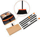 (Orange Broom and Dustpan) - TreeLen Dust Pan and Broom/Dustpan Cleans Broom Combo with 100cm Long Handle for Home Kitchen Room Office Lobby Floor Use Upright Stand up Dustpan Broom Set