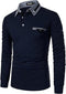 AIOIDI Mens Long Sleeve Golf Polo Shirts for Adults,Blue,M