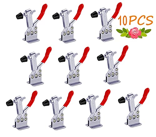 10 Pack Hold Down Toggle Clamps Woodworking,201B Clamps Hand Tool Toggle Clamp 220Lbs Holding Capacity,Antislip Quick Release Horizontal Toggle Clamp,Heavy Duty Toggle Clamp for Cam Over Clamp-SKYCY