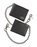 Dickies Men's Leather Slimfold Wallet With Chain, Black, One Size