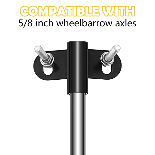 Jutom Wheelbarrow Axle Bracket Set 10 x 0.63 Inch Heavy Duty Wheelbarrow Shaft 4 Pcs 2.1 x 3.3 Inch Brackets 8 Pcs Bolts and Nuts Compatible with 5/8 Inch Wheelbarrow Axles